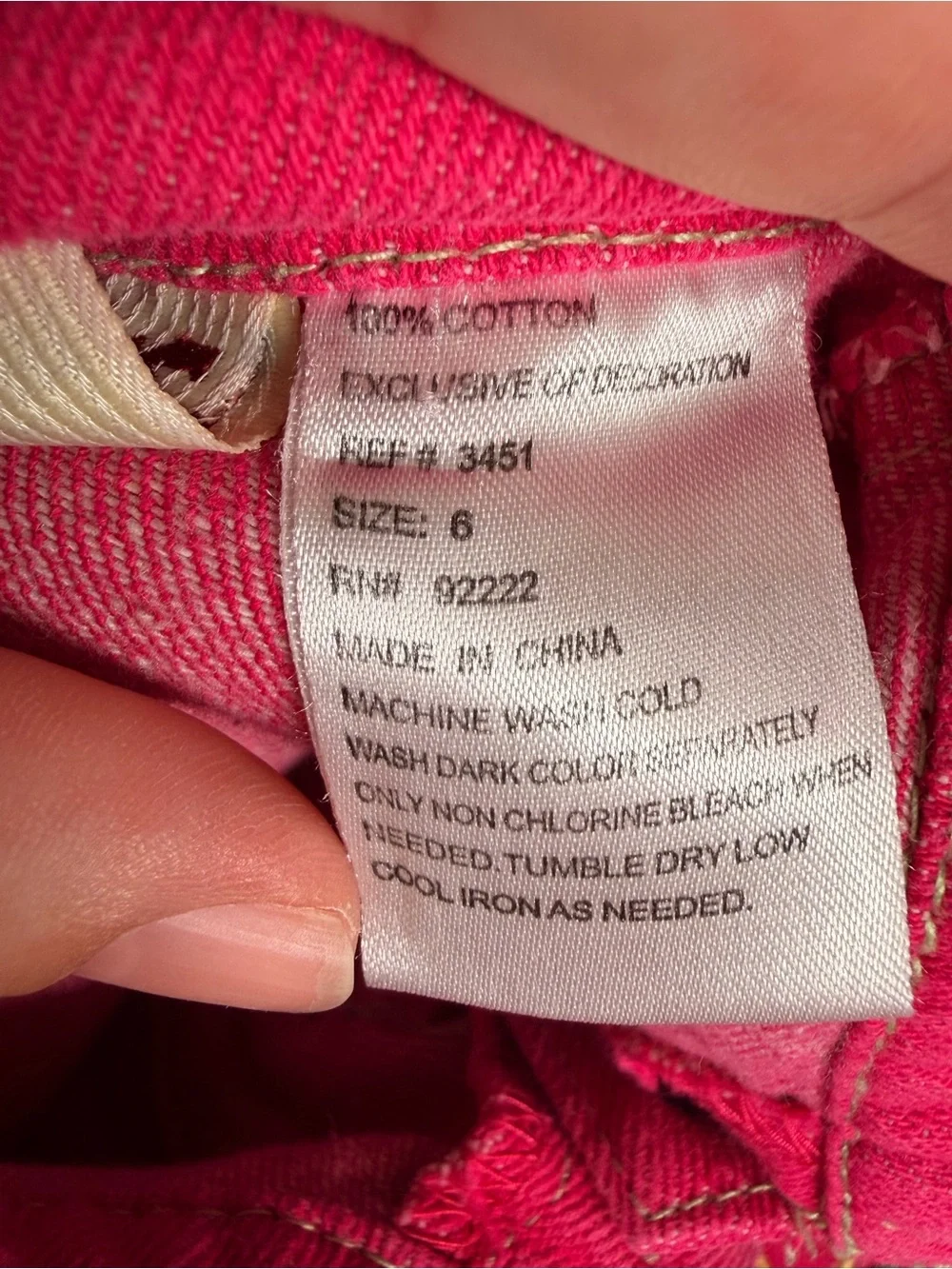 VINTAGE Carters Bright Pink Button-Front Girls Denim Dress w/Embroidered Flowers